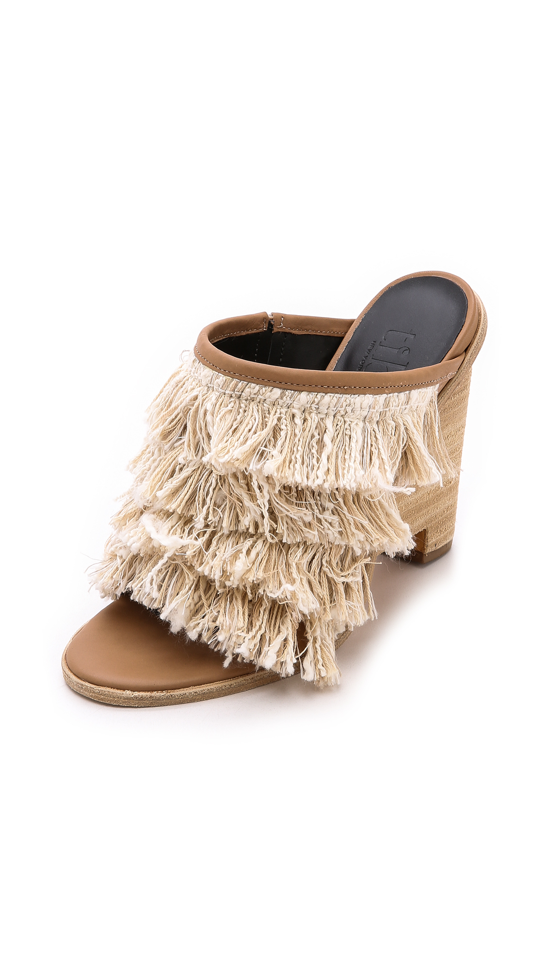 Tibi Ophelie Fringe Mules - Natural - Lyst