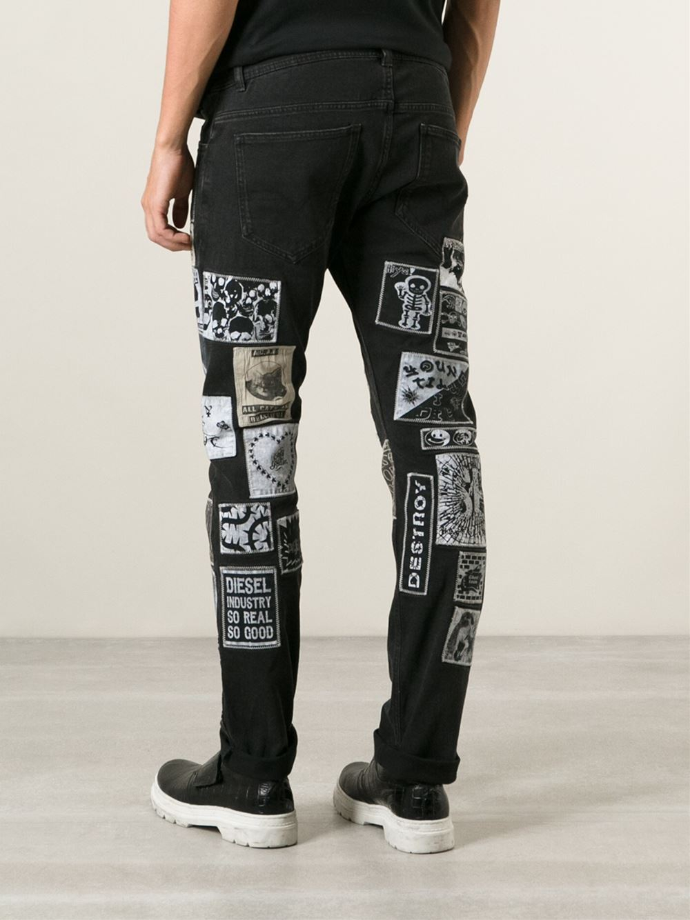 DIESEL Patch Jeans in Black for Men | Lyst