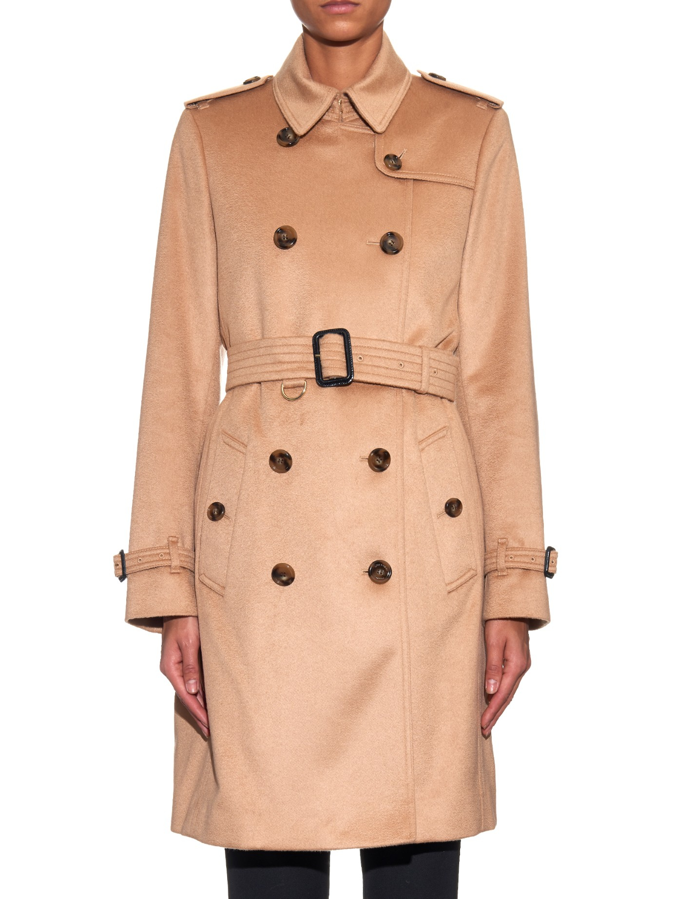 burberry kensington wool & cashmere trench coat