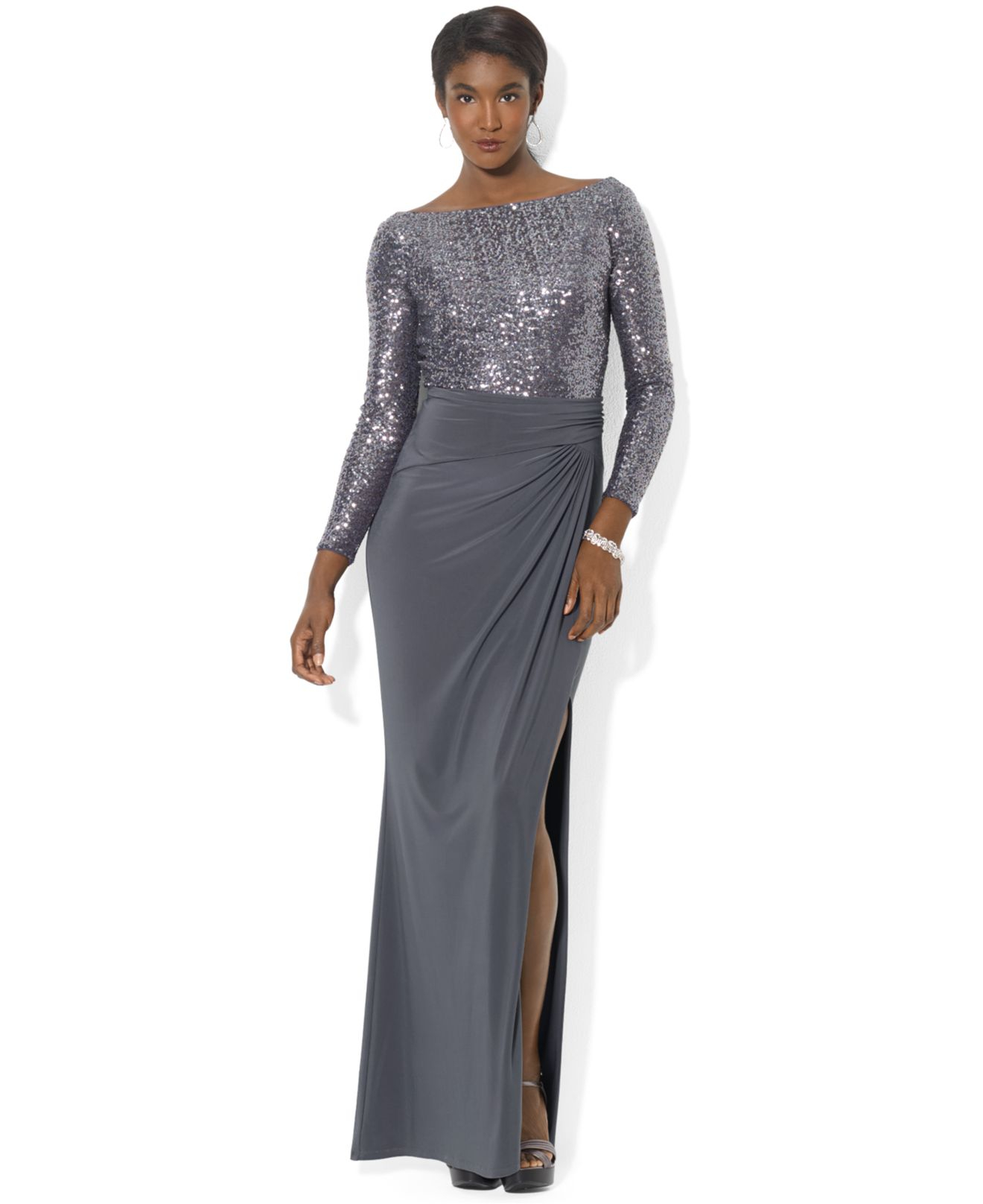 LAUREN RALPH LAUREN: one-shoulder dress in sequins - Blue | Lauren Ralph  Lauren dress 253830661 online at GIGLIO.COM