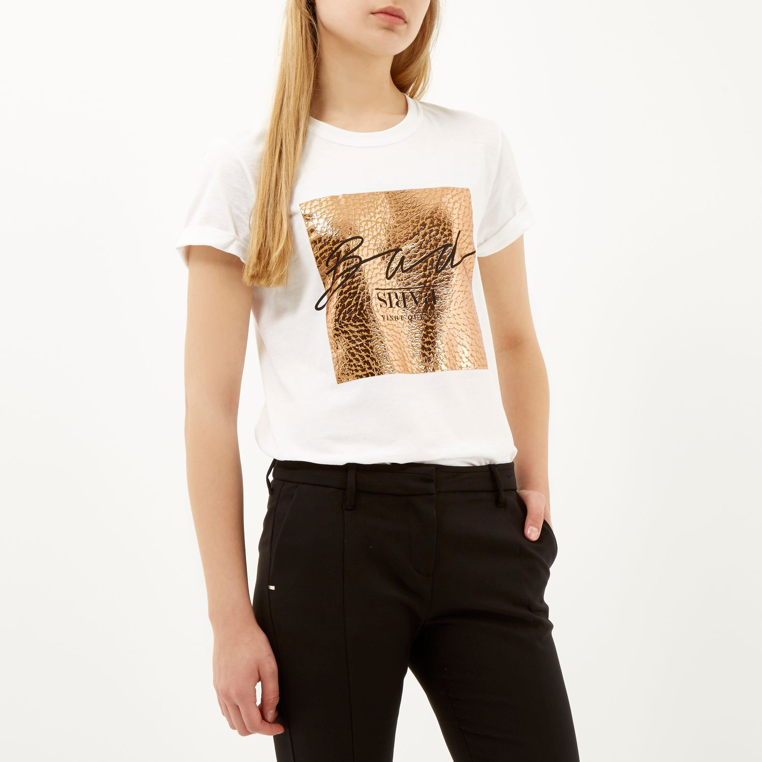 Rose Gold Foil Print Oversized T-Shirt 