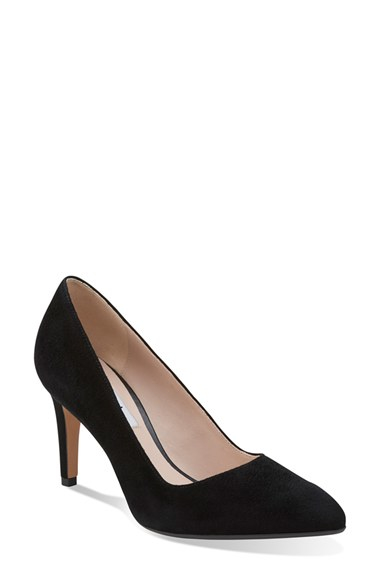 clarks black suede heels