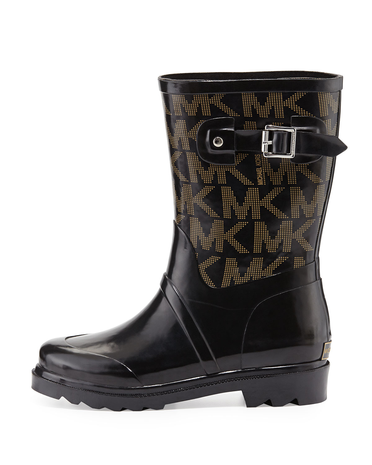 michael kors short black rain boots