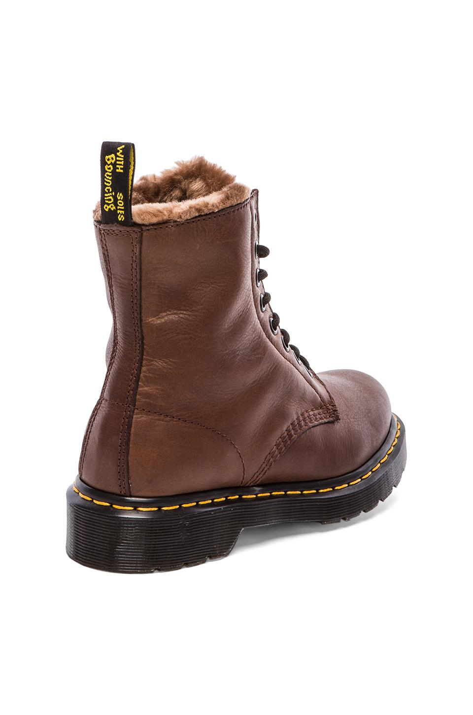 brown fur dr martens