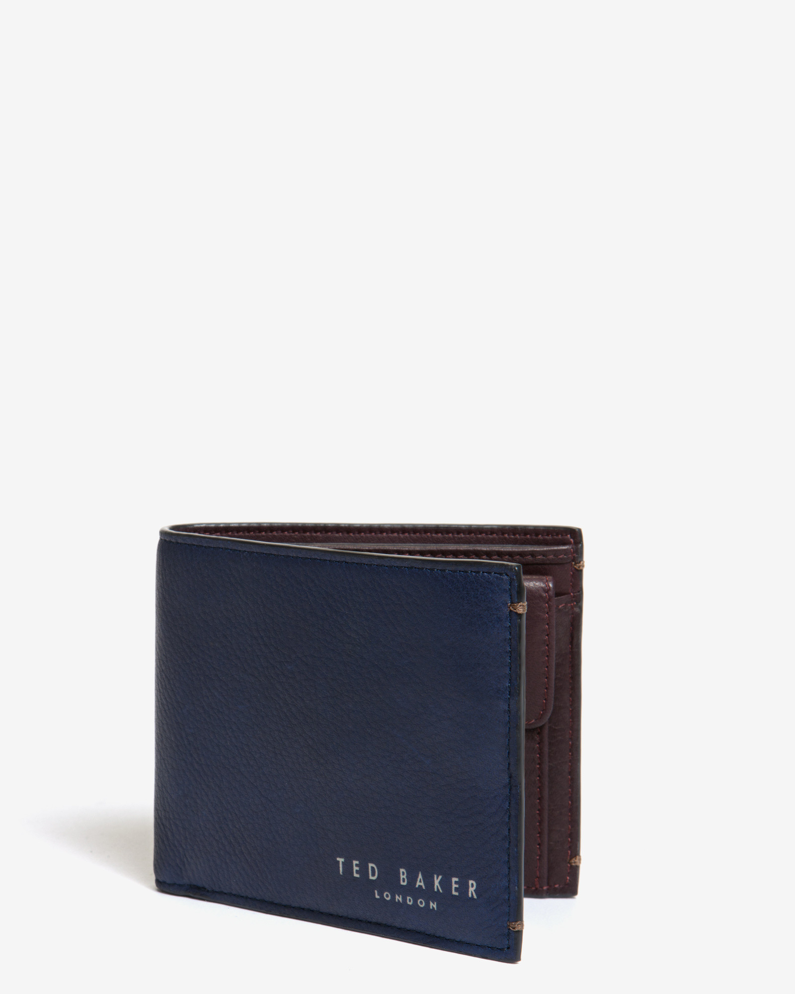 Ted baker Color Block Leather Bi-fold Wallet in Blue for Men | Lyst