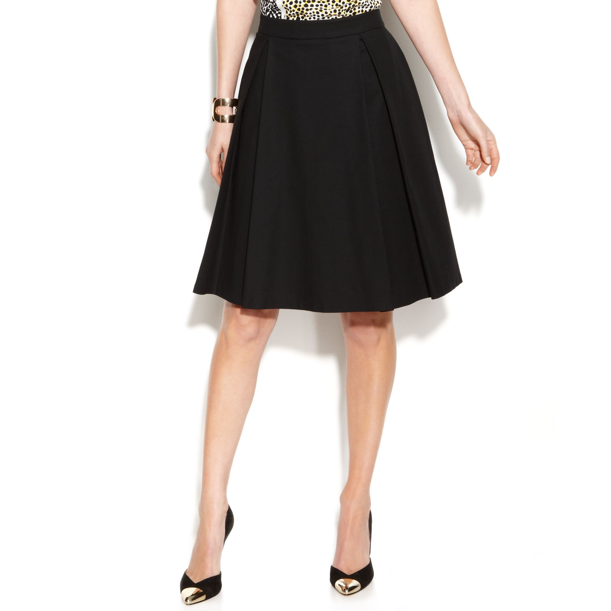 black pleated a line skirt