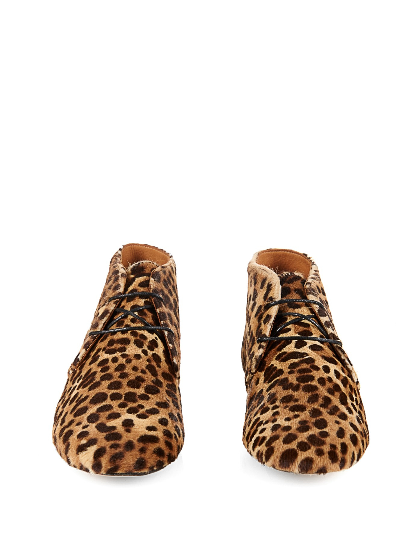 Isabel Marant Leather Ginger Leopard-Print Calf-Hair Boots - Lyst