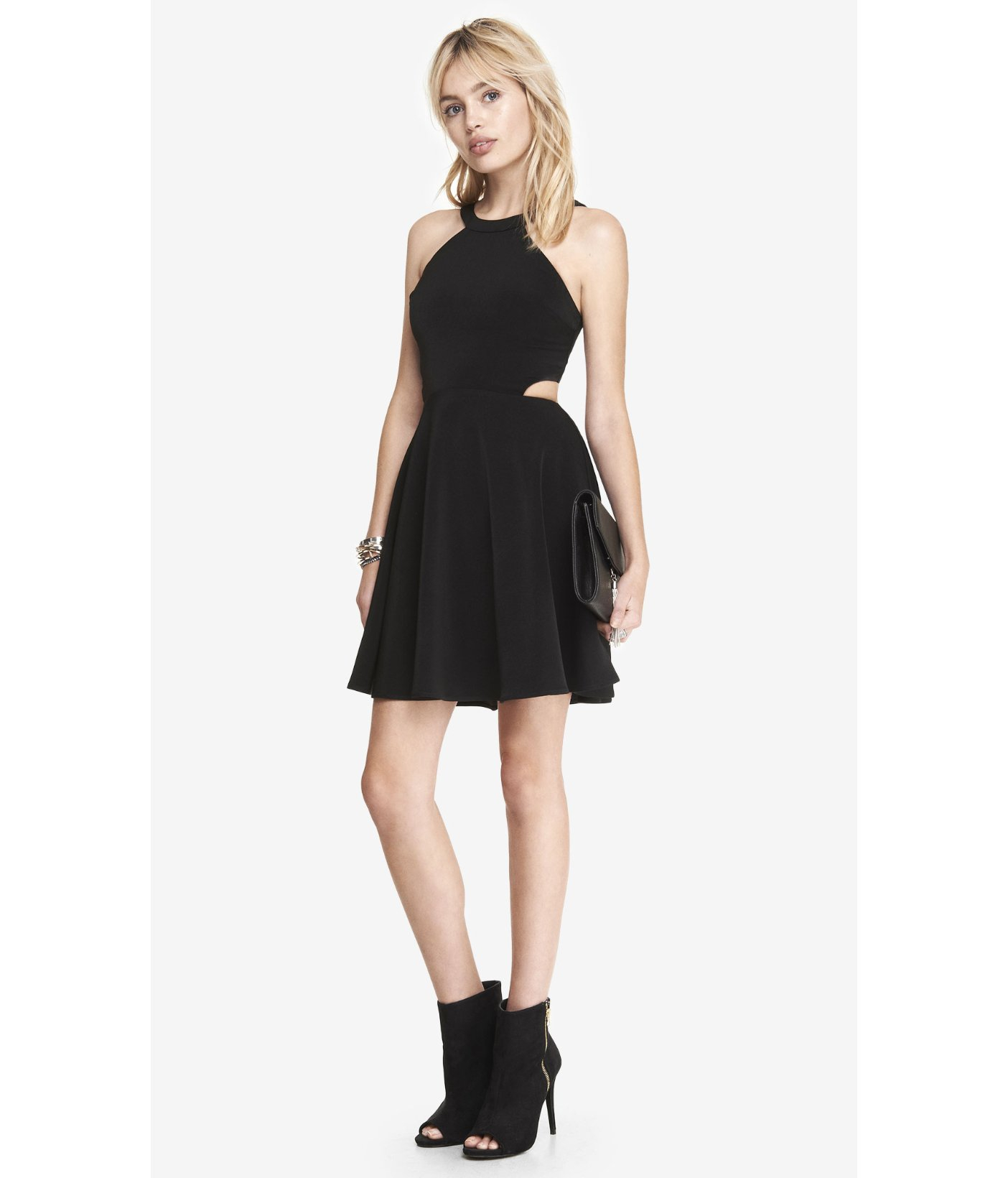 black flare out dress