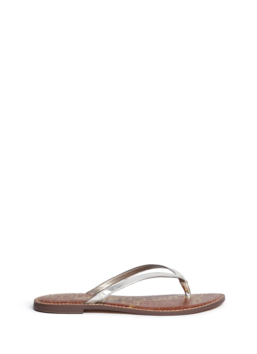 Lyst - Sam Edelman Gracie Metallic Leather Flip-flops in Metallic