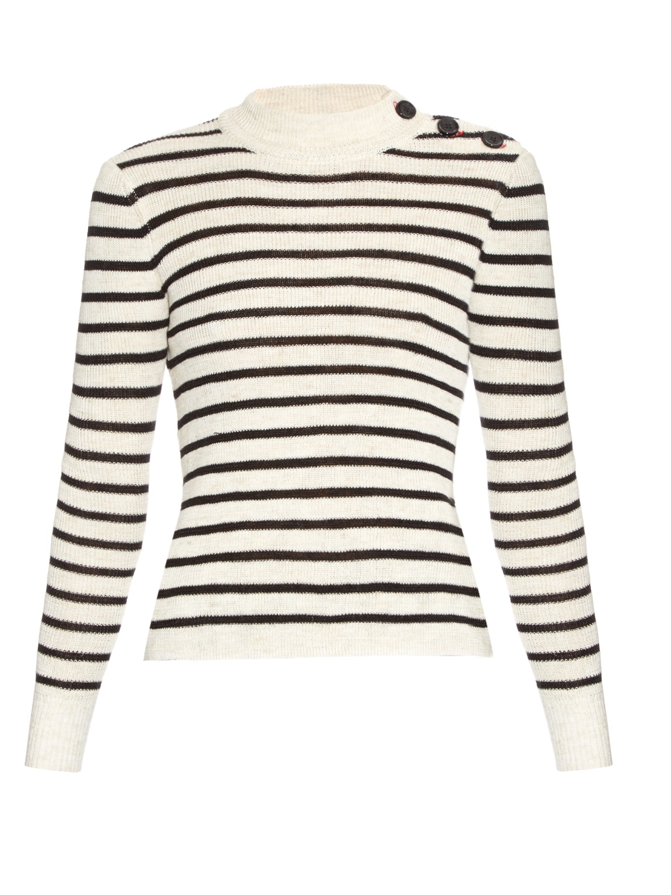 cream and black striped sweater