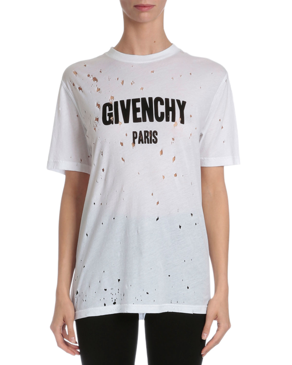 Givenchy Cotton Distressed Logo T-shirt in White - Lyst