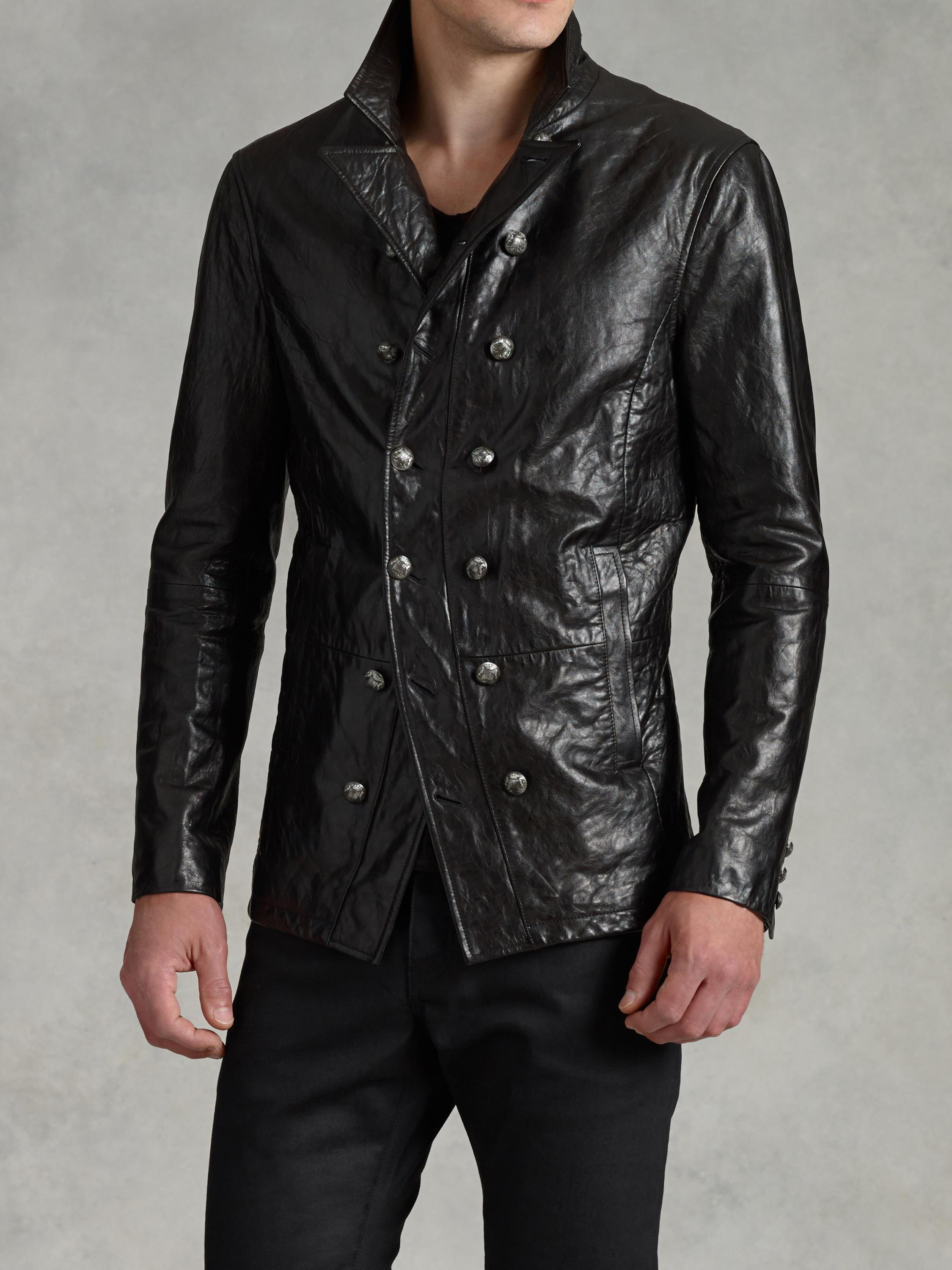 John Varvatos Double Breasted Leather Jacket in Black for Men - Lyst