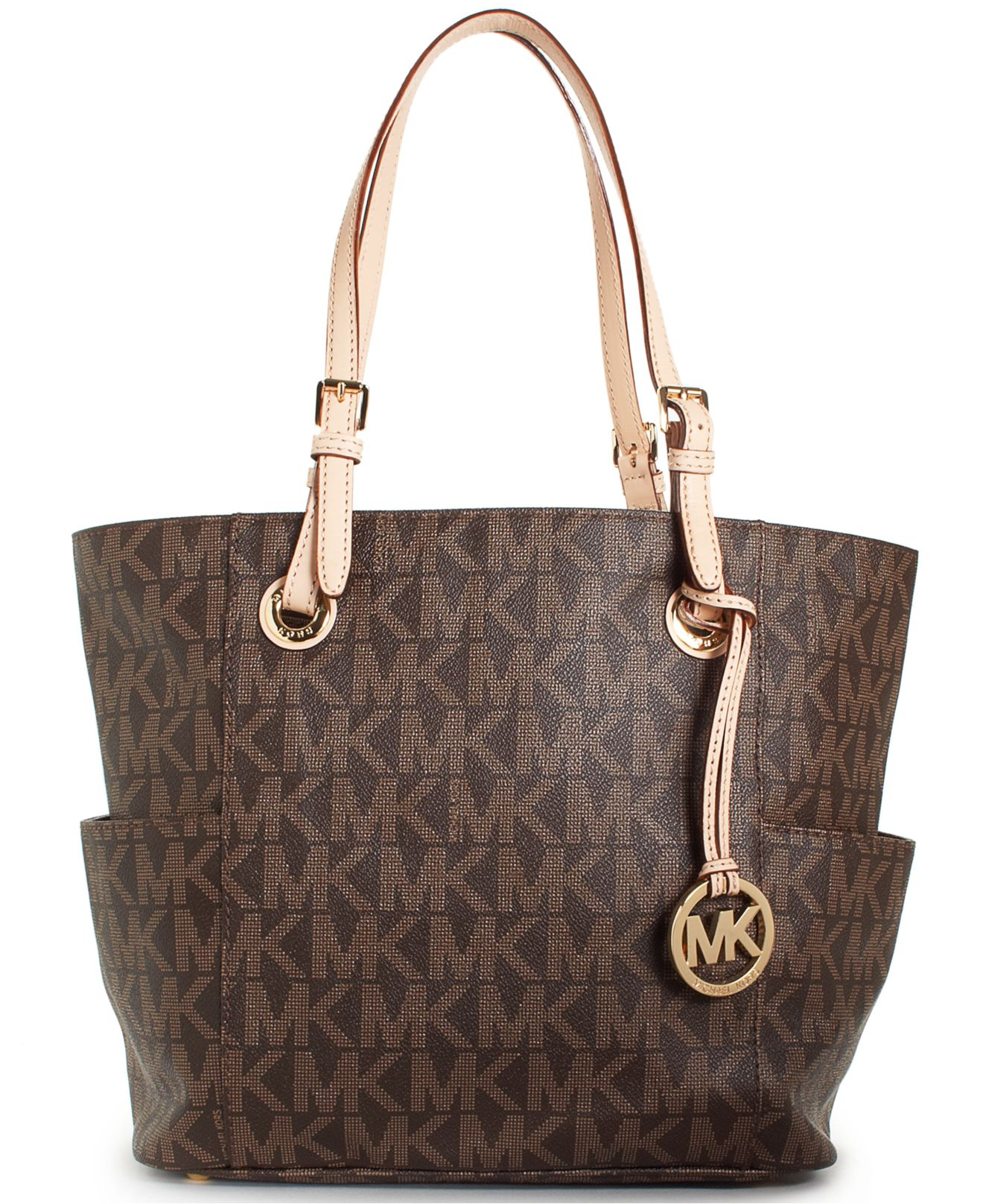 Michael kors Michael Signature Tote in Brown (Brown Logo/Gold) | Lyst