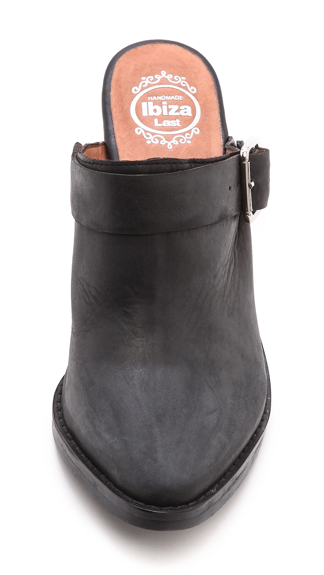 black buckle mules