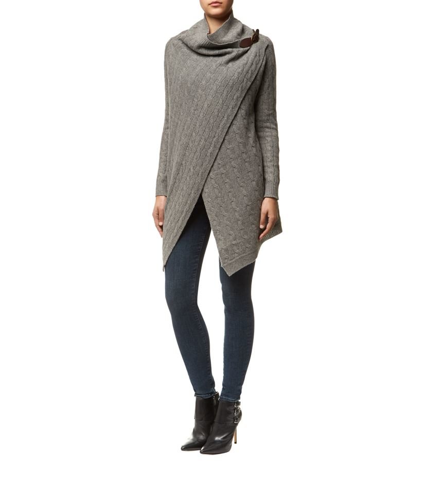 Polo ralph lauren Cable Knit Wool-cashmere Cardigan in Gray | Lyst
