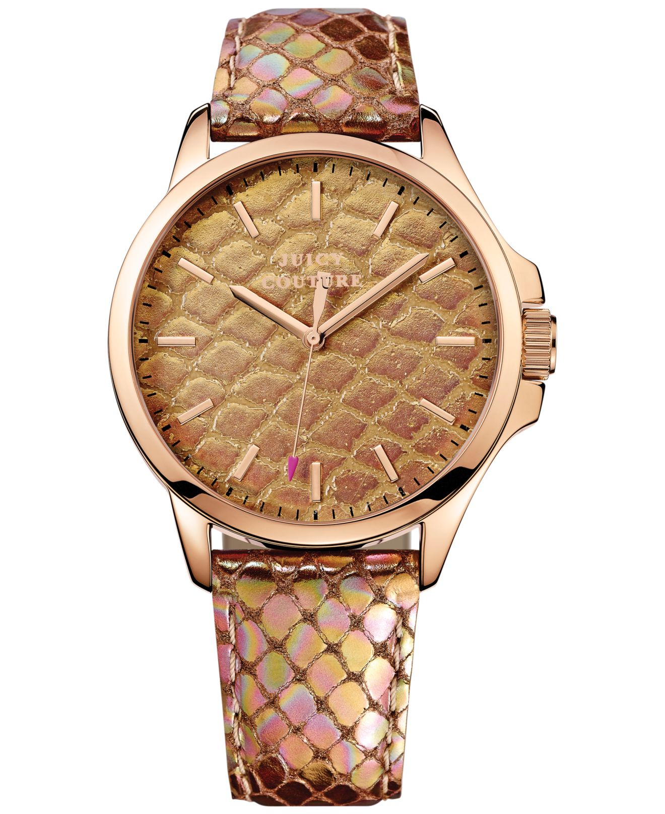 Juicy Couture Womens Jetsetter Bronze Pythonembossed Leather Strap