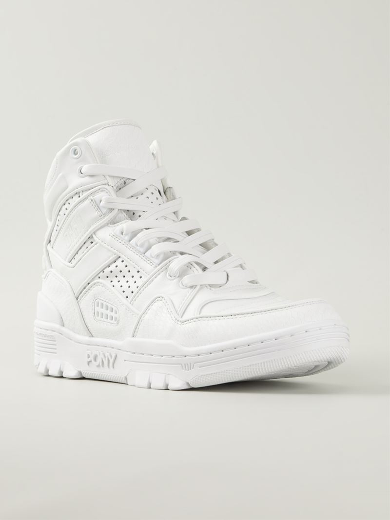 DKNY For Pony Hi-Top Sneakers in White - Lyst
