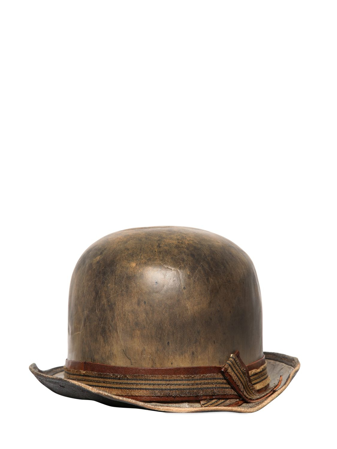 Move Officine Del Cappello Vintage Leather Bowler Hat in Brown | Lyst