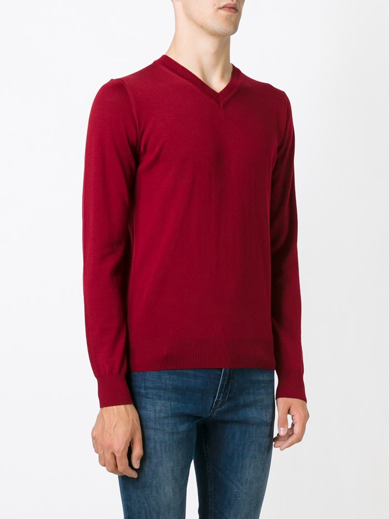 Lyst Emporio Armani Vneck Sweater in Red for Men