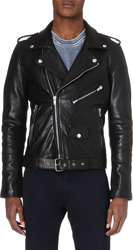 Blk Dnm Slimfit Leather Biker Jacket Black For Men Lyst Blk Dnm Slimfit Leather Biker Jacket