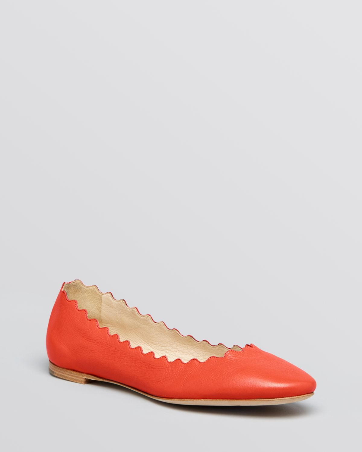 Chloé Scalloped Ballerina Flats in Red | Lyst