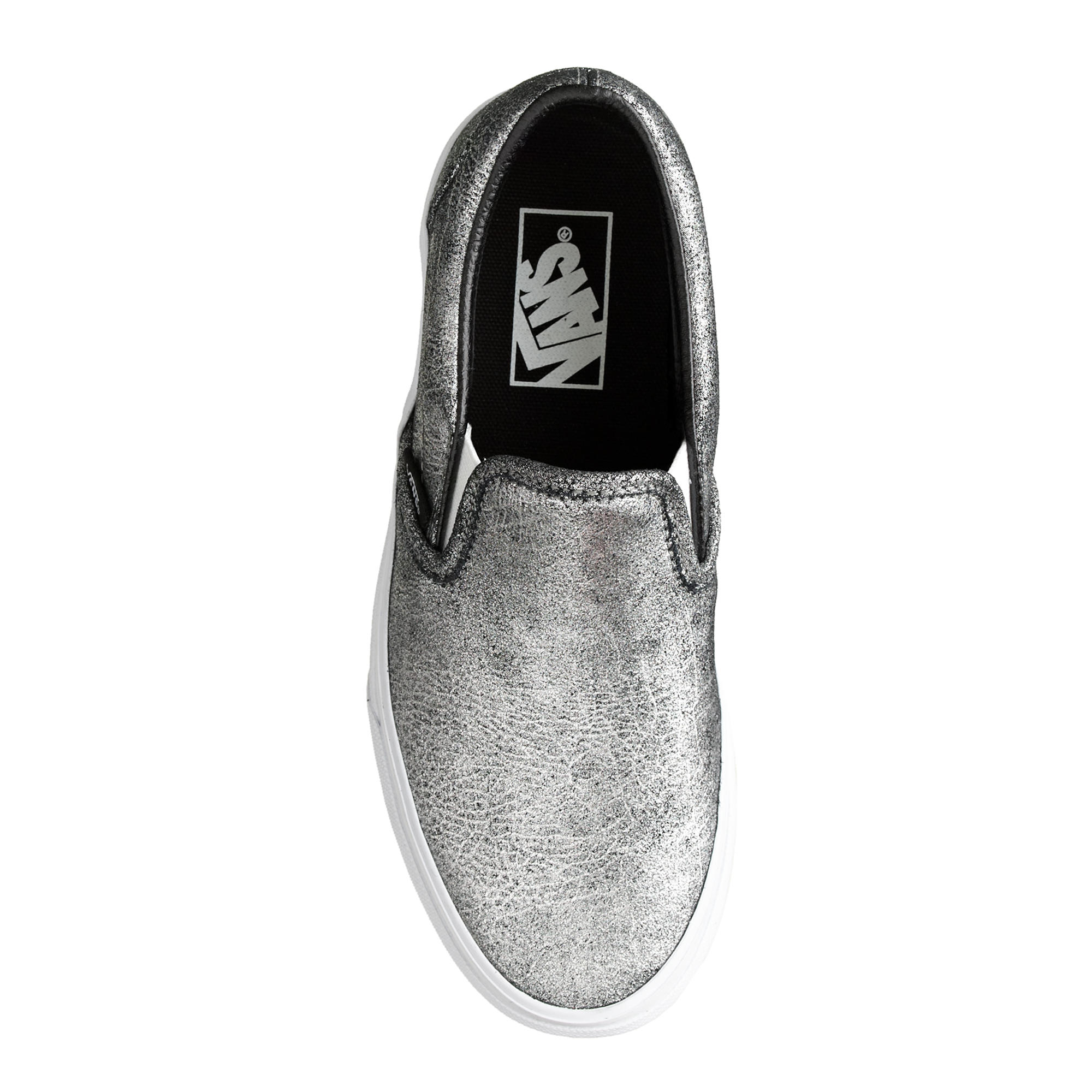 silver leather vans