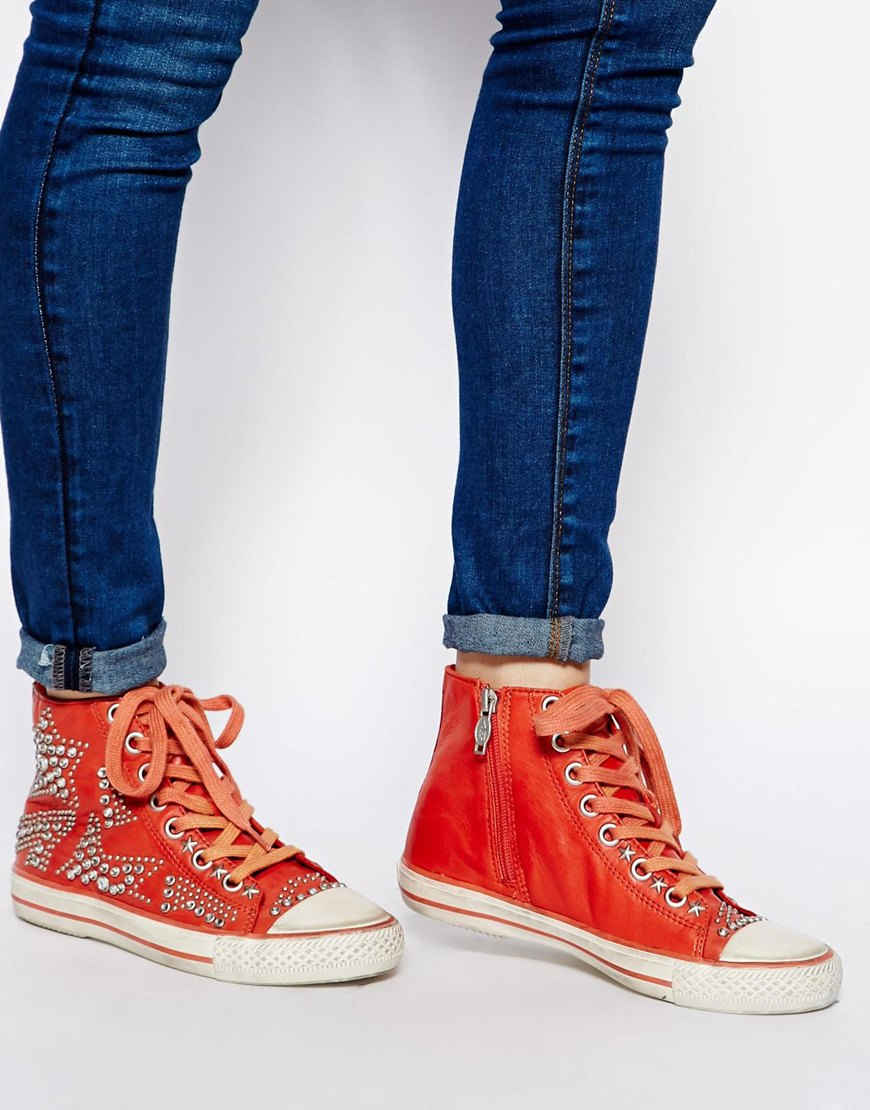 Ash Vibration Stud Lace Up Coral Trainers in Orange - Lyst