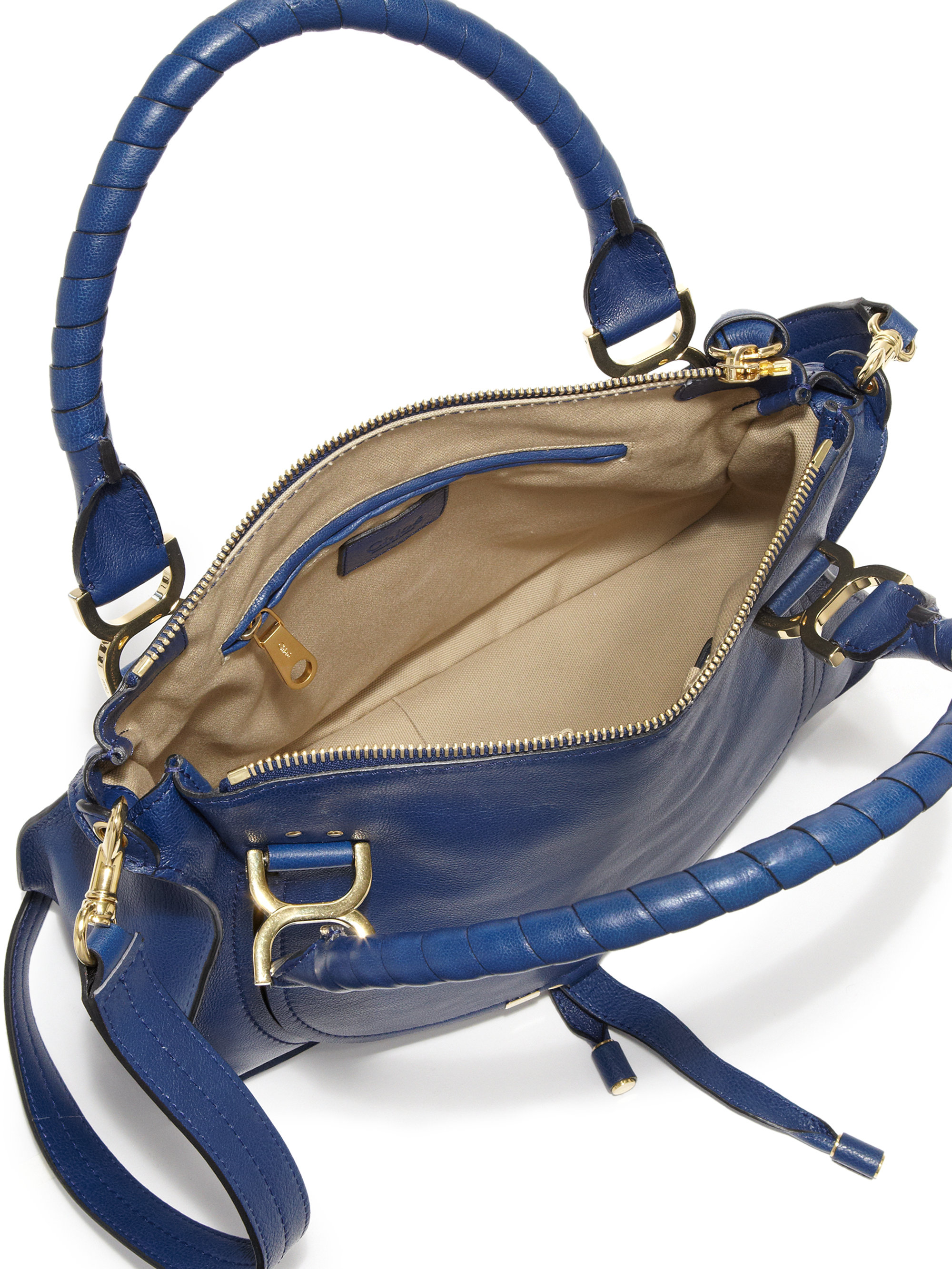 Chlo Marcie Medium Leather Satchel in Blue (blue velvet) | Lyst
