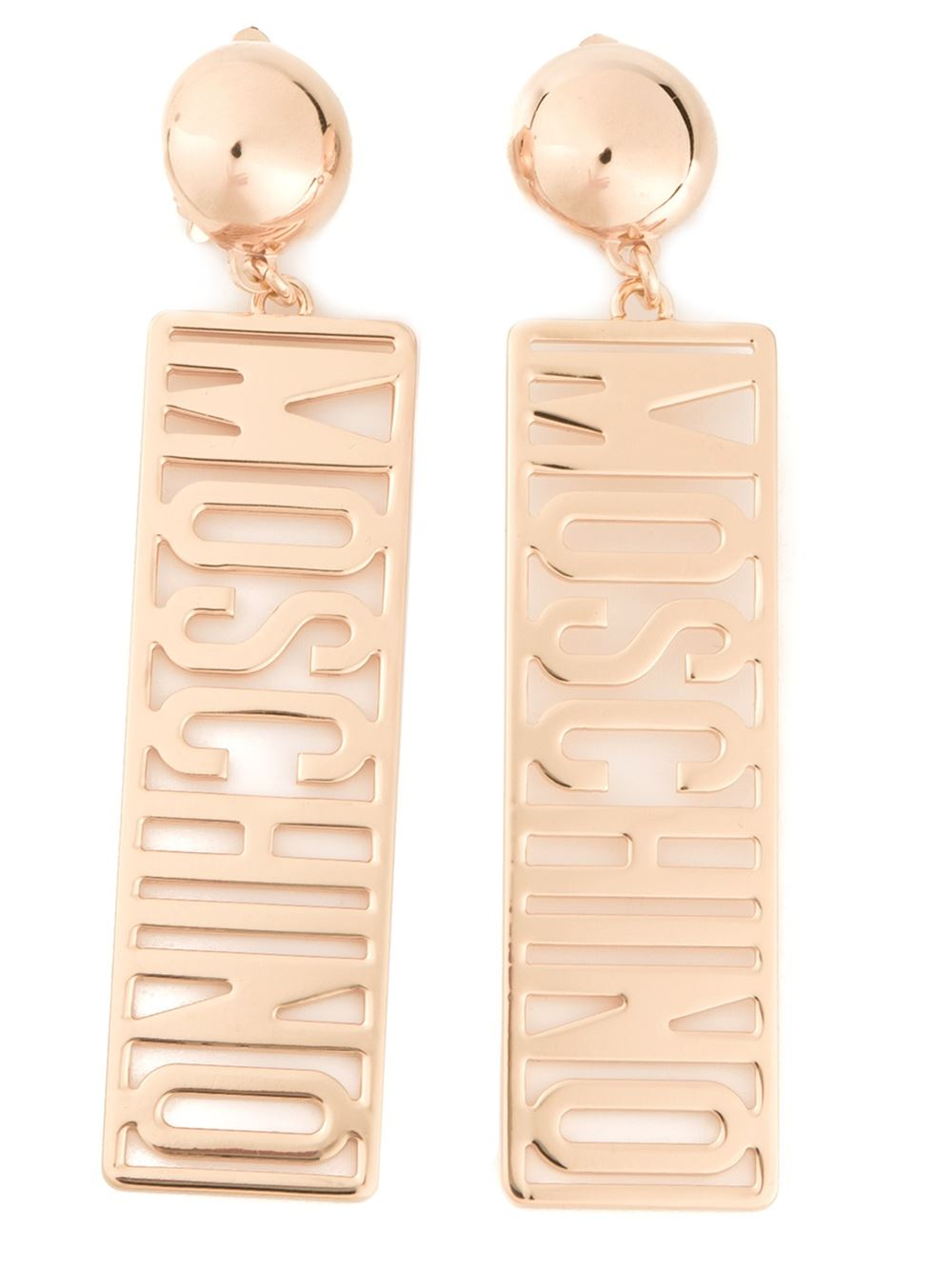 Moschino Logo Plate Earrings in Metallic - Lyst