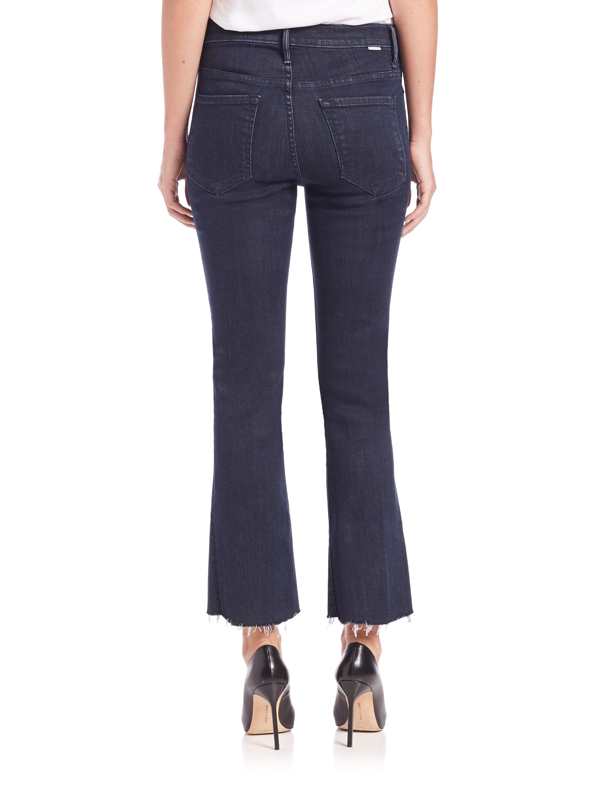 Lyst Mother The Insider Cropped Flared Jeans in Blue