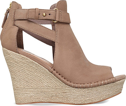 UGG Jolina Nubuck Leather Wedges in Natural | Lyst