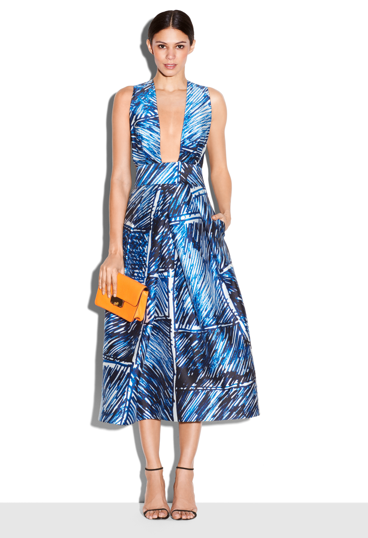 Lyst Milly Scribble Print Elisa Pleated Dress In Blue Gallery