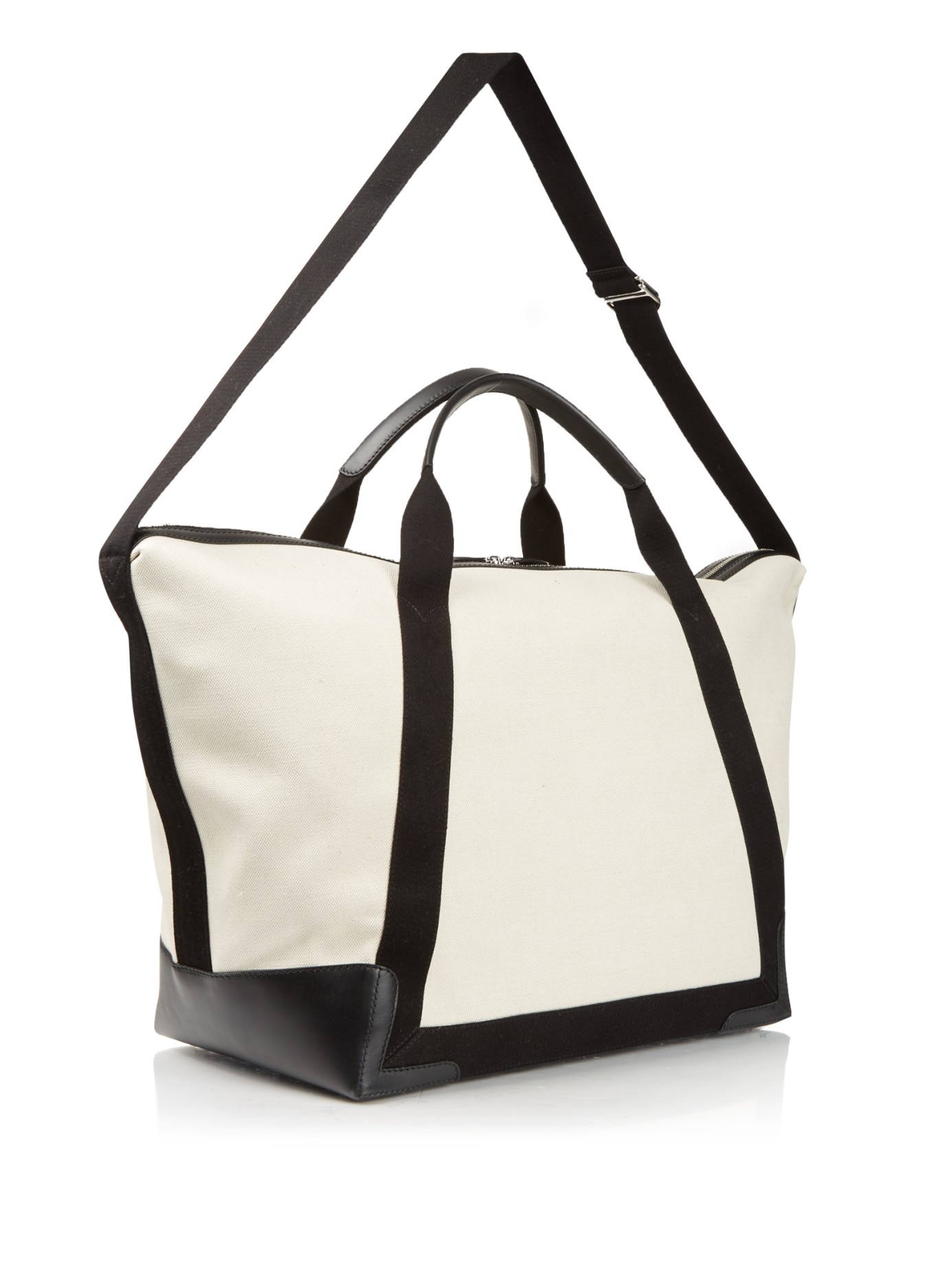 Balenciaga Ligne Large Cotton-Canvas Weekender Bag in Black Beige (Black) |  Lyst