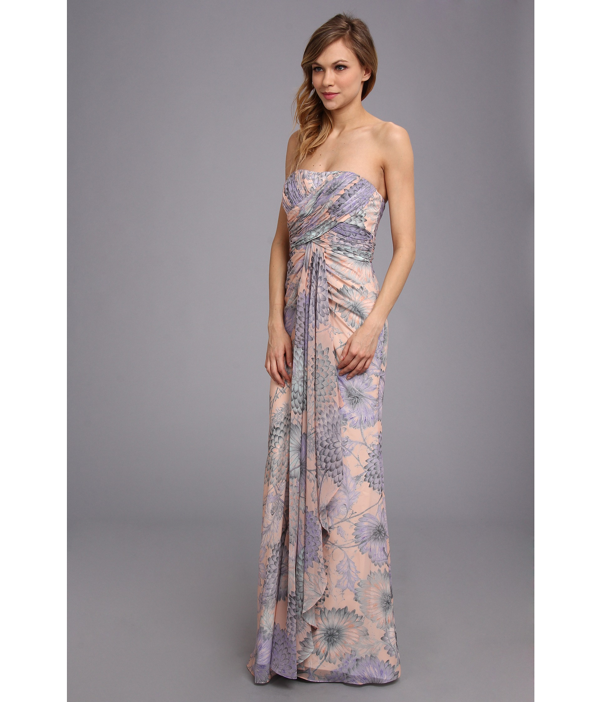 badgley mischka floral high low gown