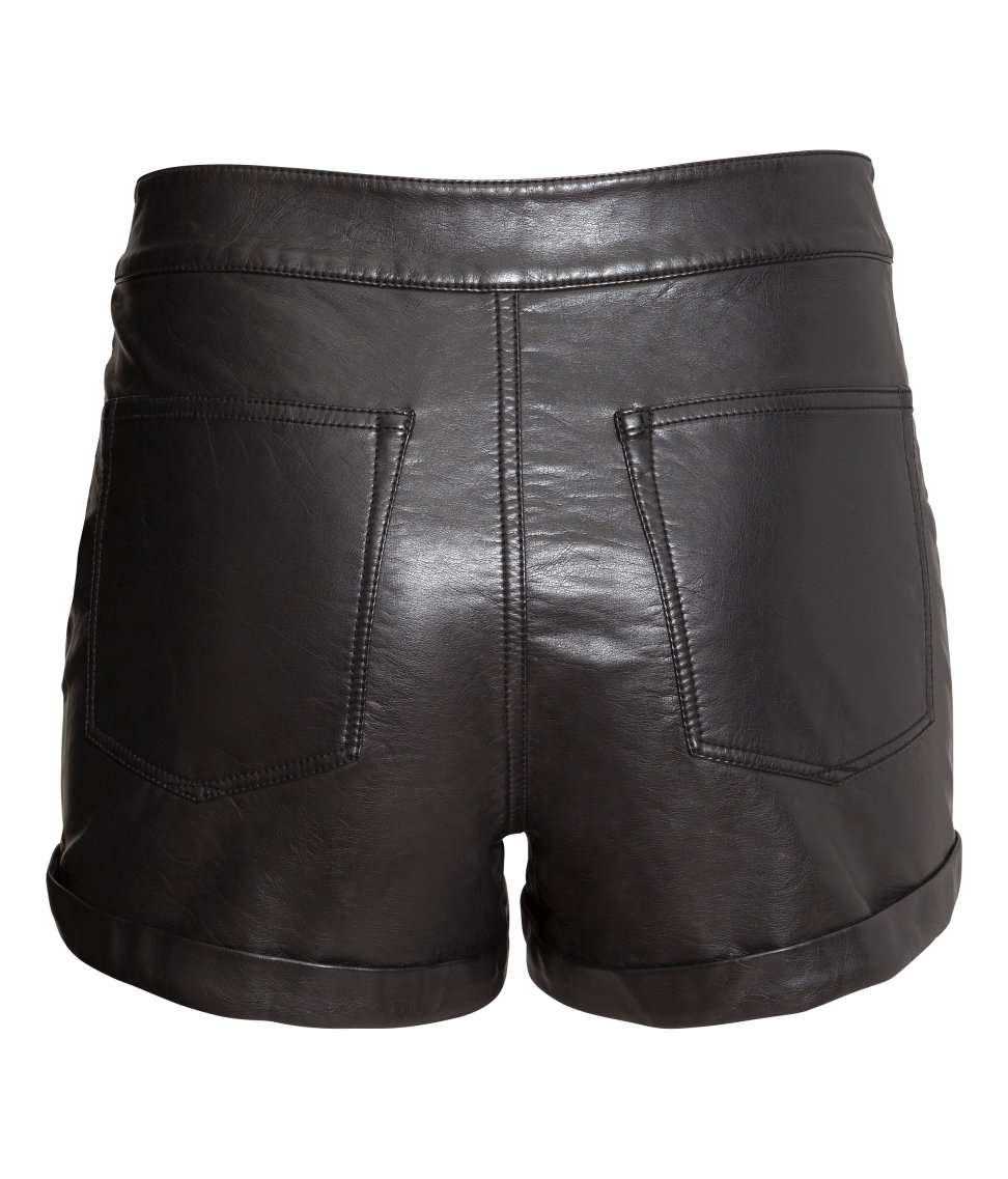 H&m Imitation Leather Shorts in Black | Lyst