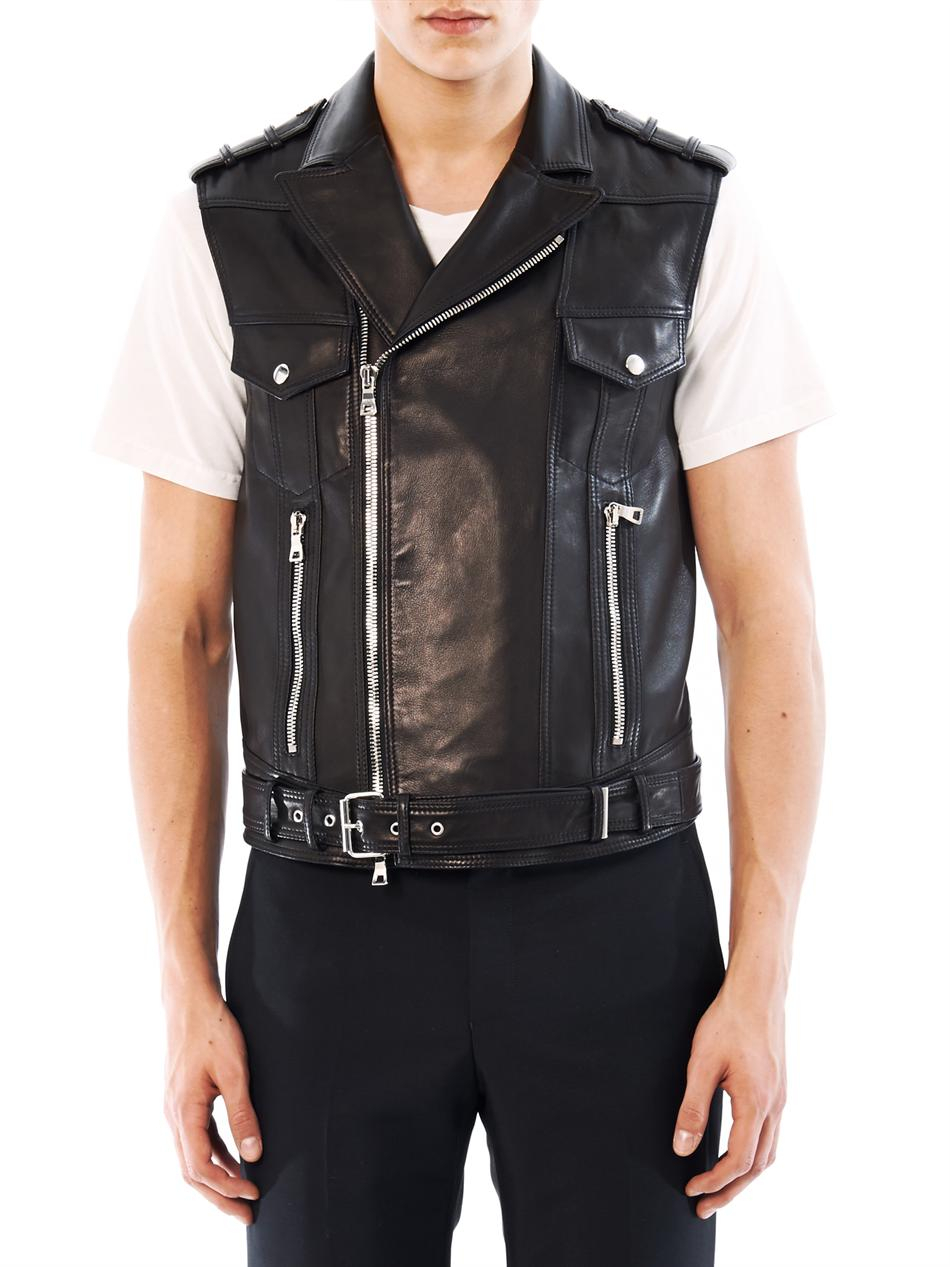 Balmain Sleeveless Leather Biker Jacket in Black for Men | Lyst