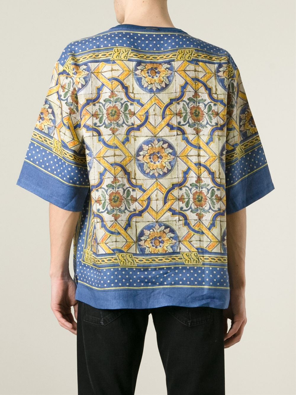 Dolce & Gabbana Majolica-Print T-Shirt in Blue for Men - Lyst