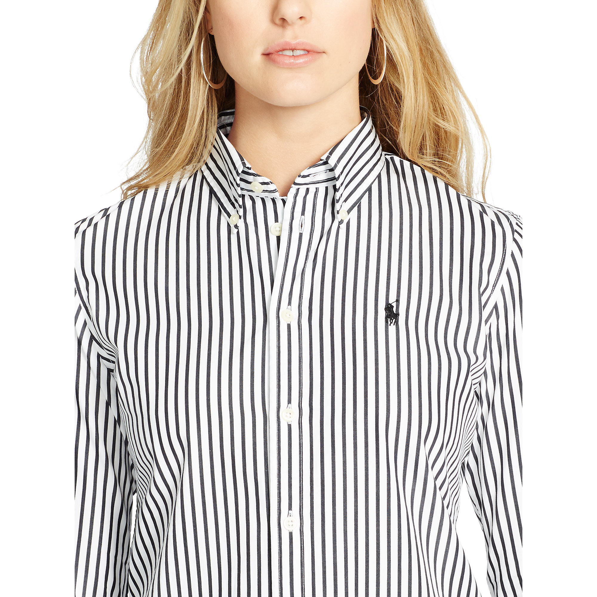 Polo Ralph Lauren Cotton Custom-fit Striped Shirt in Black/White (Black) |  Lyst
