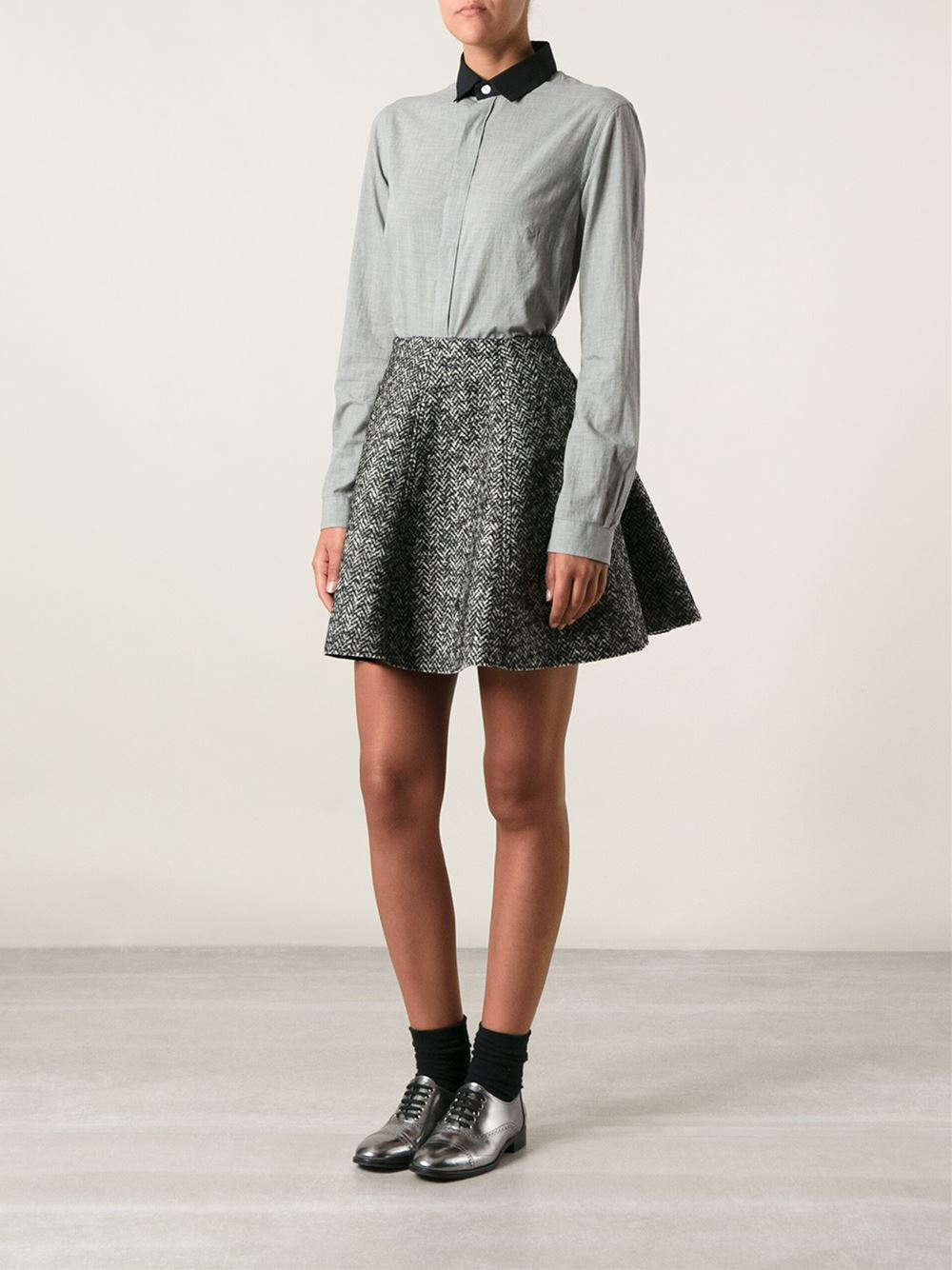 flared grey skirt