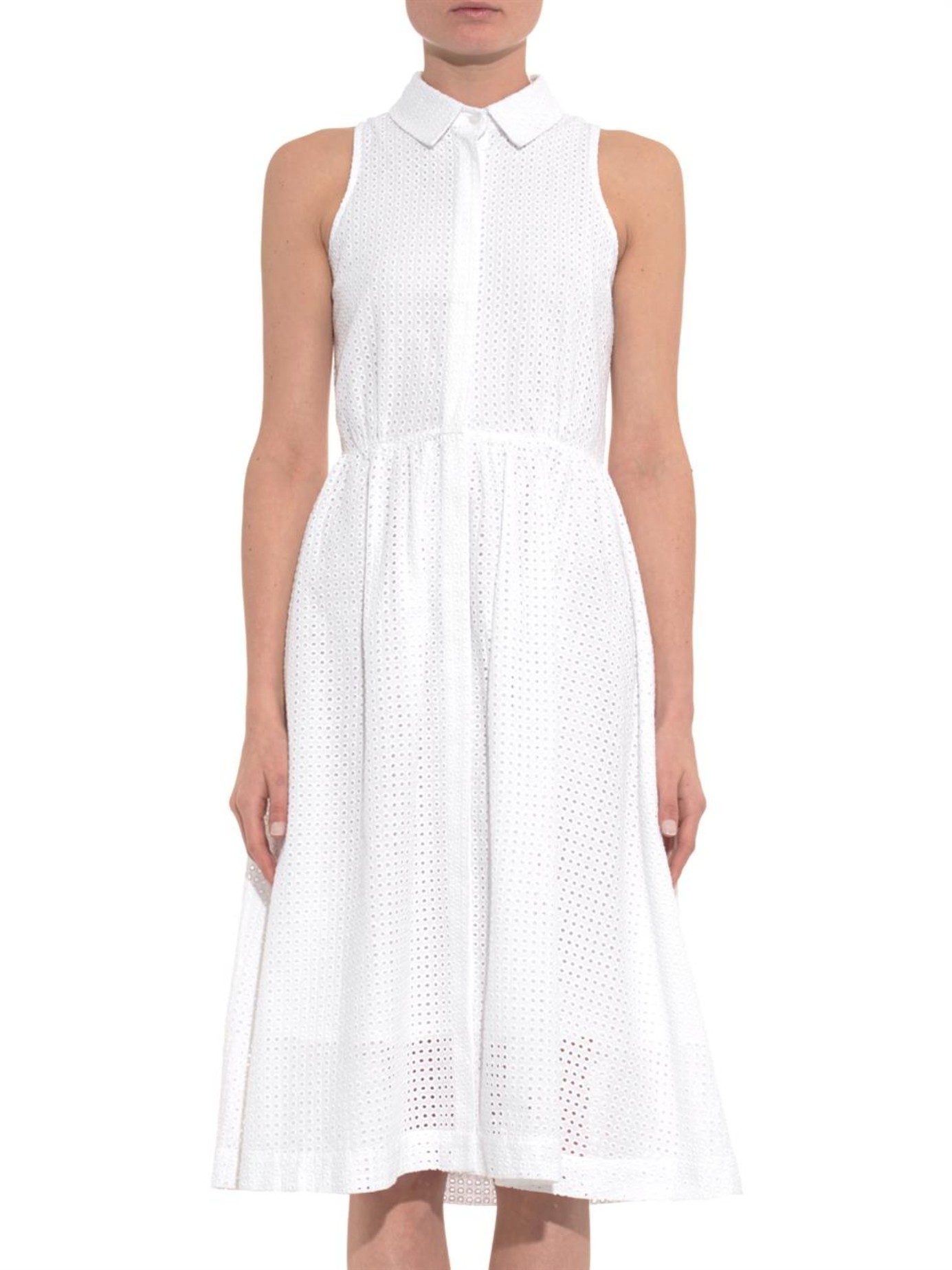 white broderie anglaise shirt dress