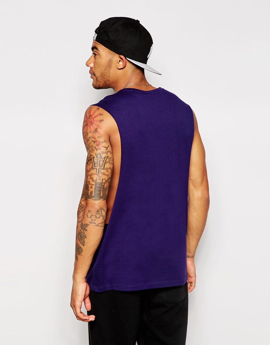 Asos Sleeveless T-shirt With Extreme Dropped Armhole in Blue for Men | Lyst