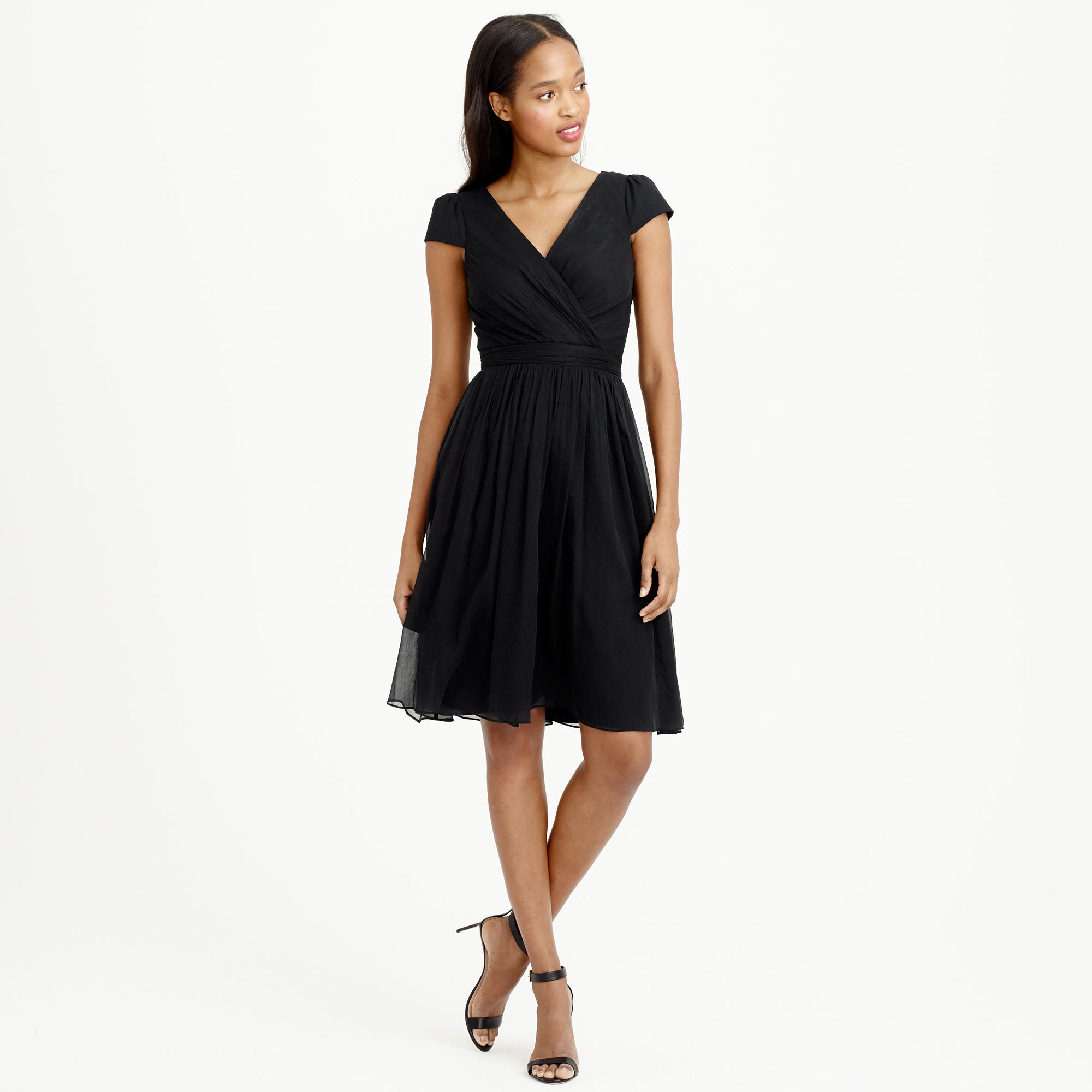 J.crew Petite Mirabelle Dress In Silk Chiffon in Black Lyst