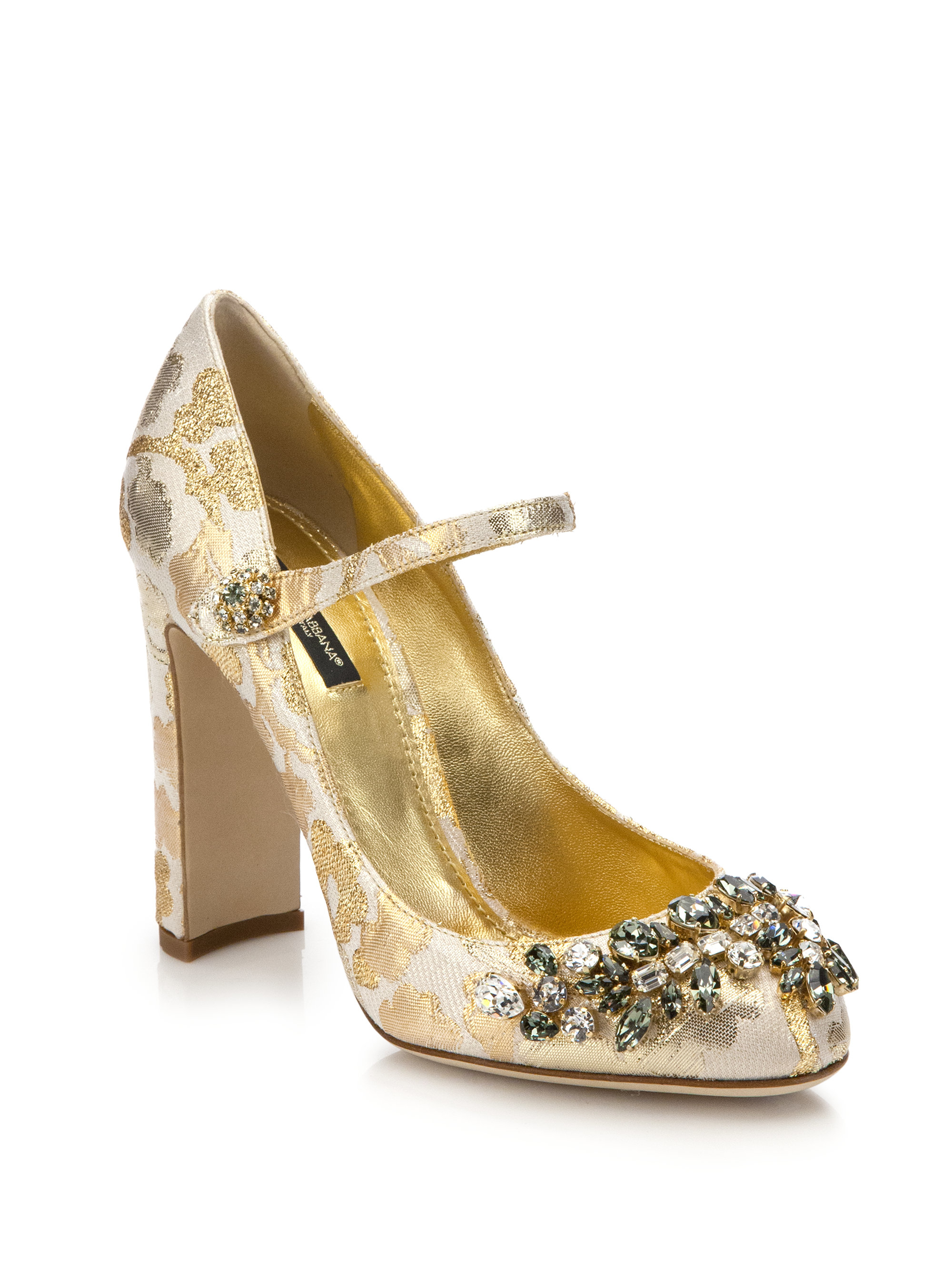 Dolce & Gabbana Embellished Brocade Mary Jane Pumps in Gold (Metallic) |  Lyst