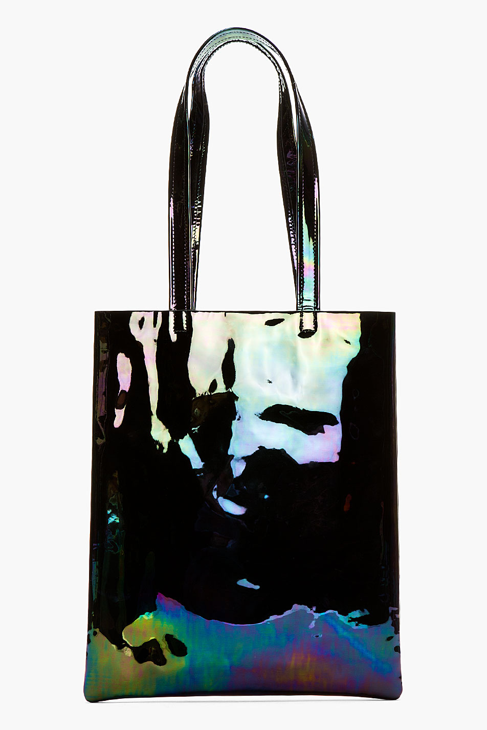 Acne Studios Black Iridescent Patent Leather Rumor Tote Bag - Lyst