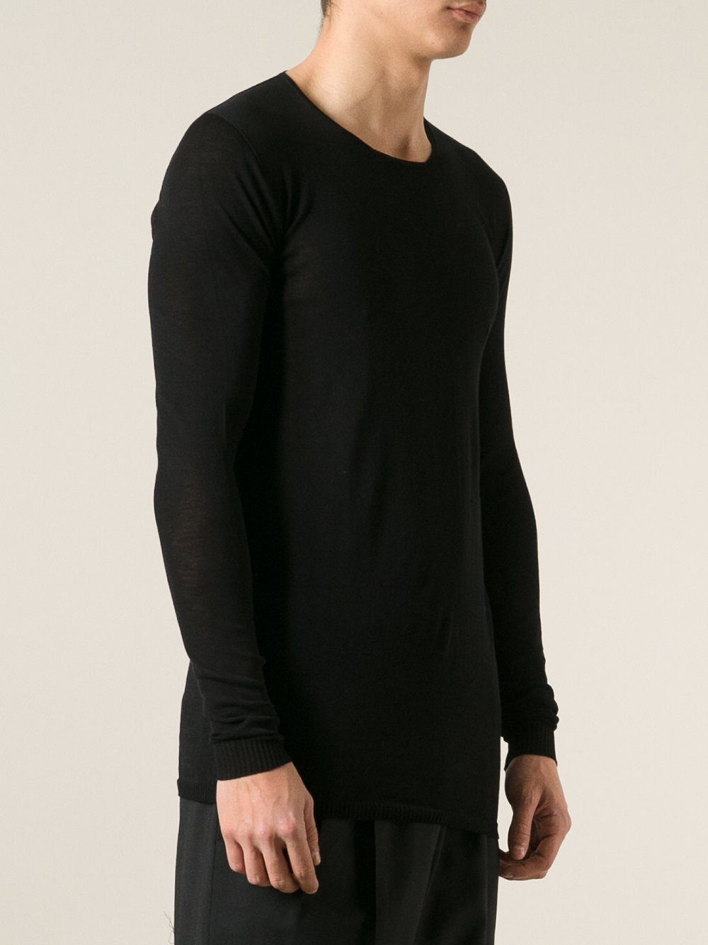 black fitted sweater