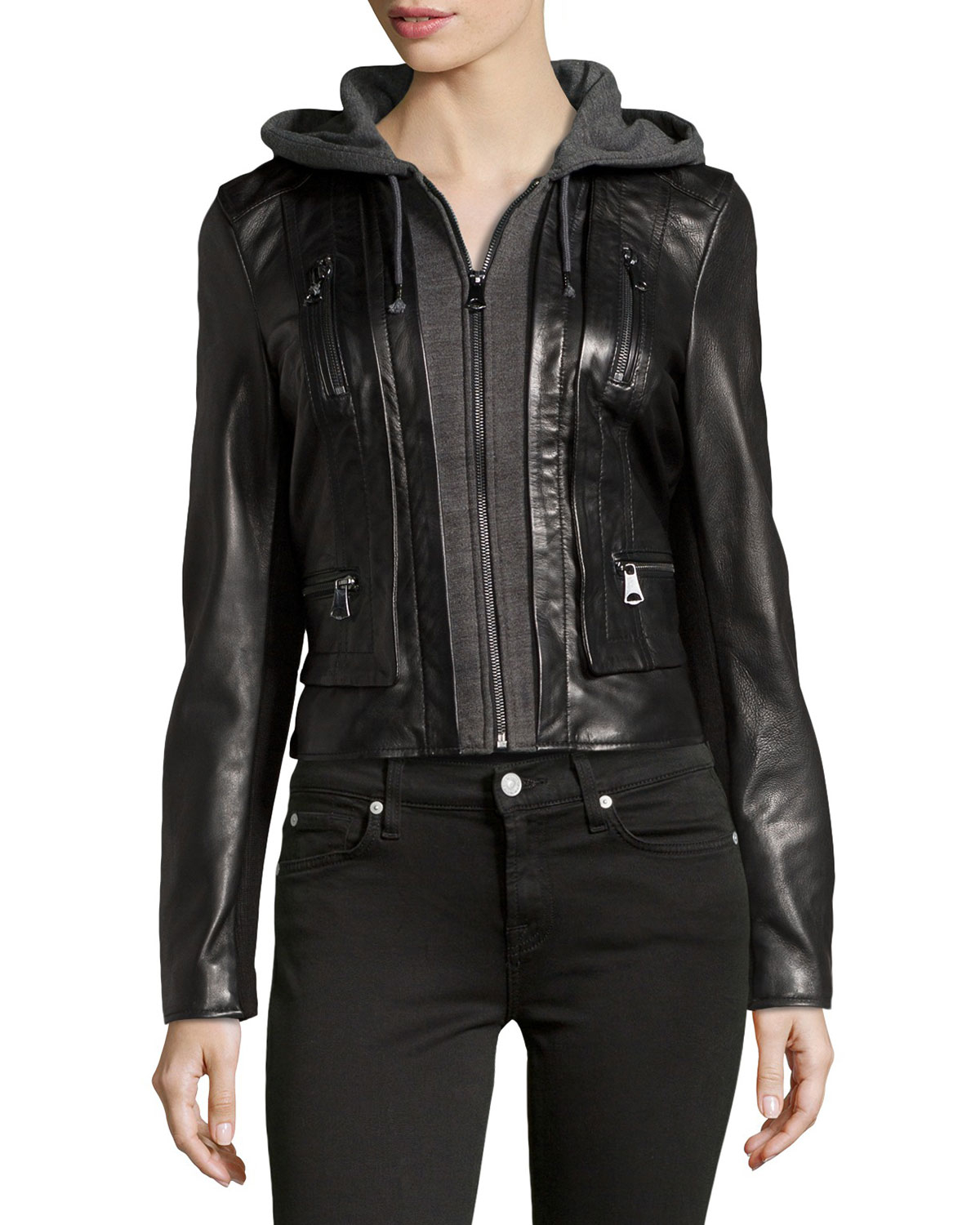 Lyst - Marc new york Mila Knit-Lined Leather Jacket in Black
