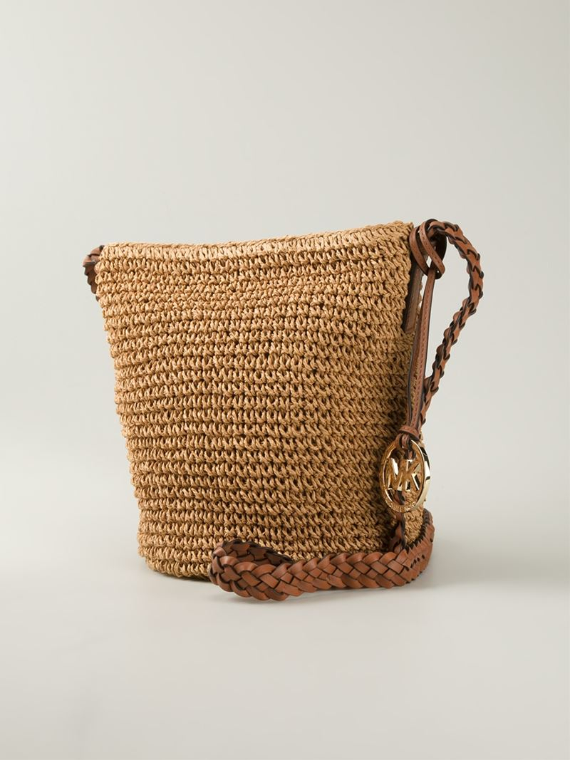 MICHAEL Michael Kors Braided-Strap Raffia Cross-Body Bag in Natural