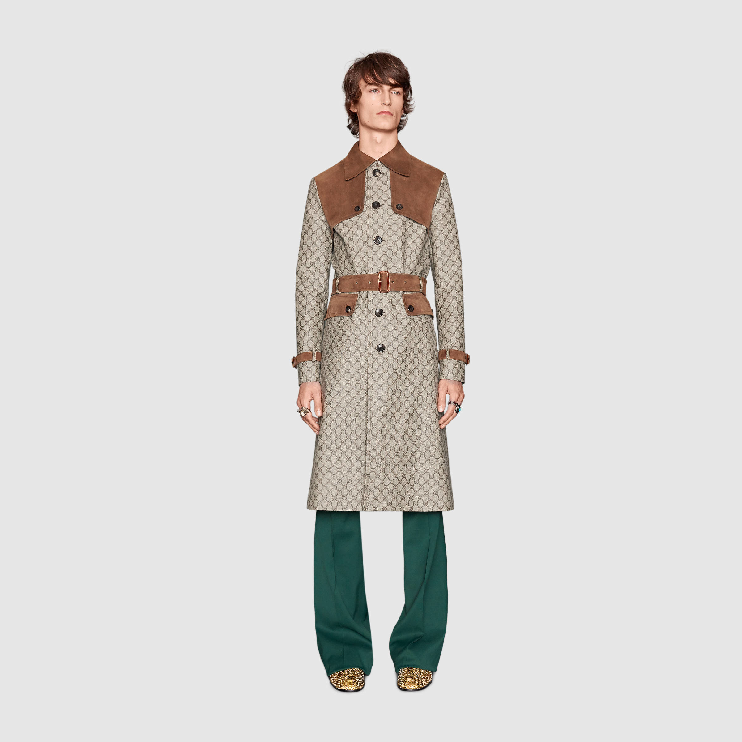 Gucci Canvas Gg Supreme Trench Coat for Men - Lyst