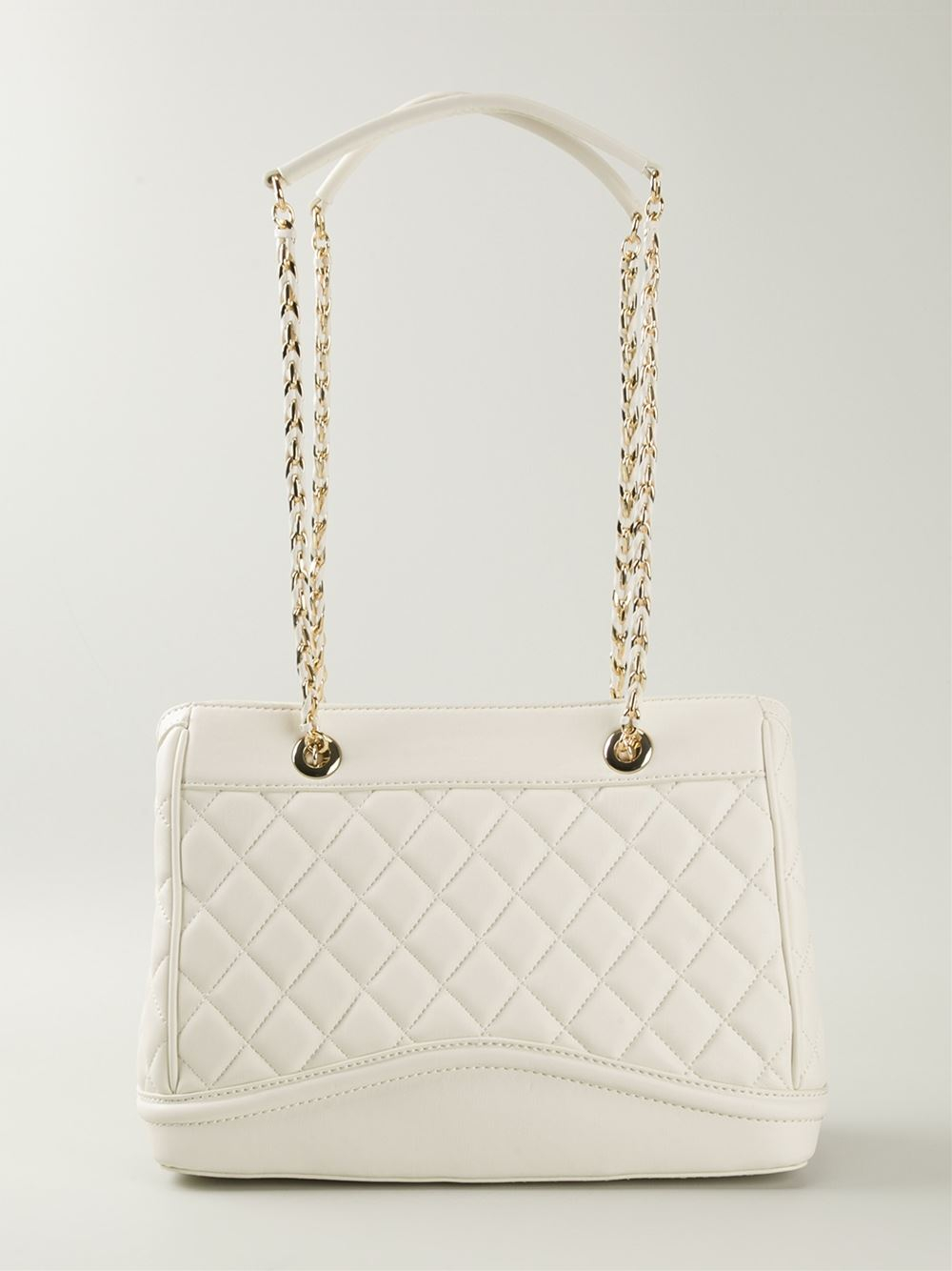 Love Moschino QuiltedLeather Shoulder Bag in White Lyst