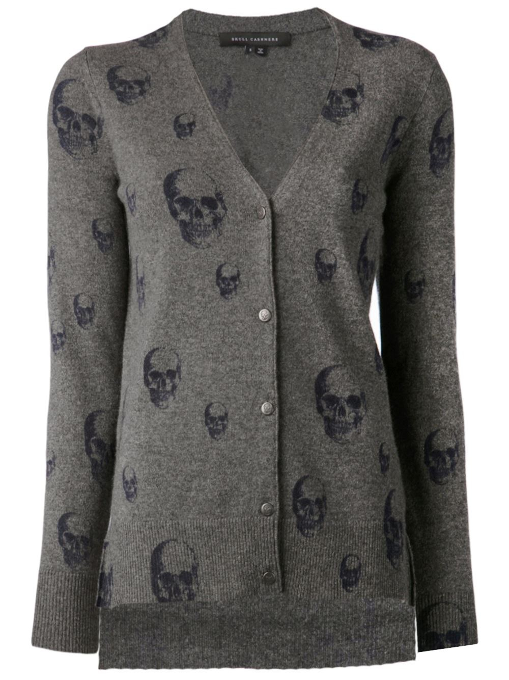 Skull Cashmere Skull Cardigan in Grey (Gray) - Lyst